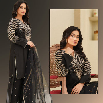 Black Miracle Embroided 3 pc - Noor - e - Ujala
