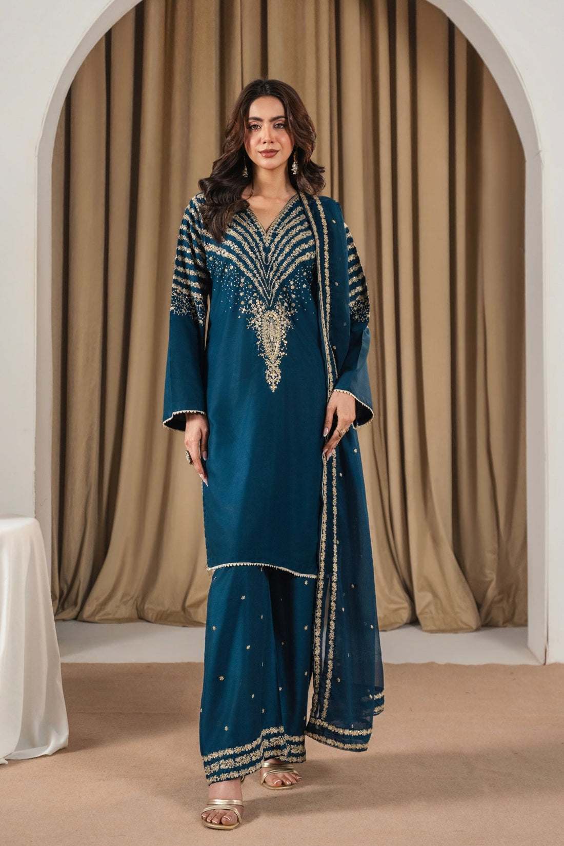 BLUE MIRACLE 3 PC EMBROIDED - Noor - e - Ujala