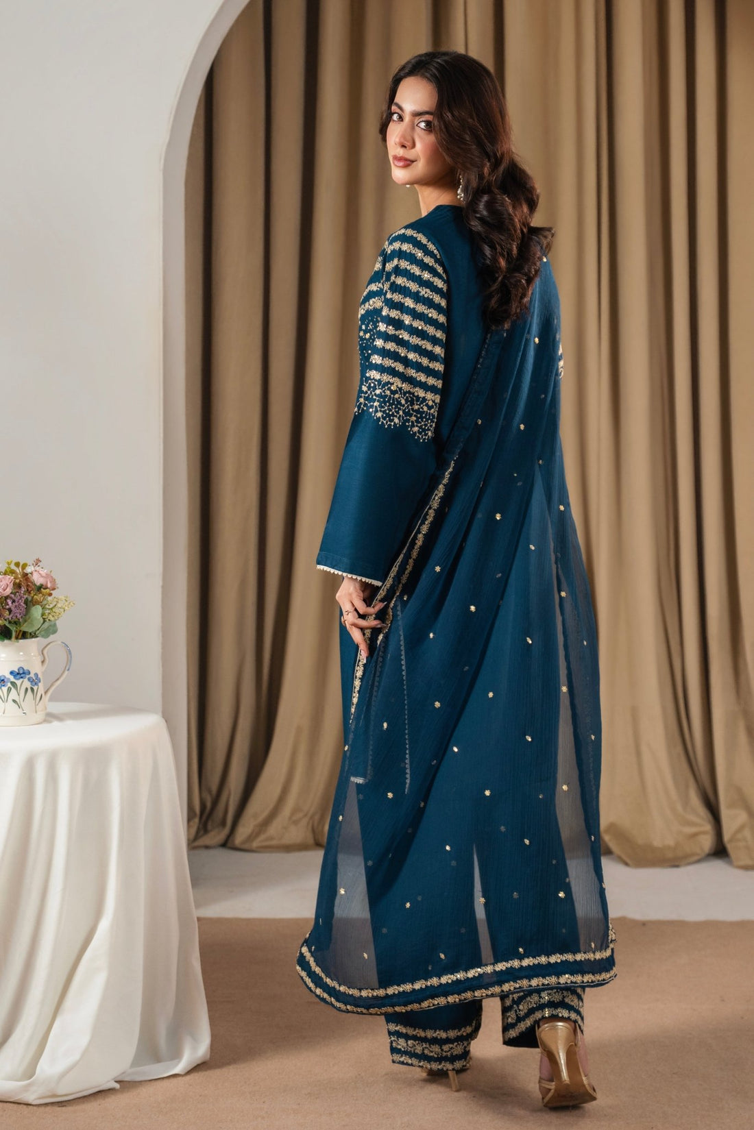 BLUE MIRACLE 3 PC EMBROIDED - Noor - e - Ujala