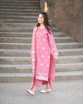 ROSE PINK EMBROIDED 3 PC - Noor - e - Ujala