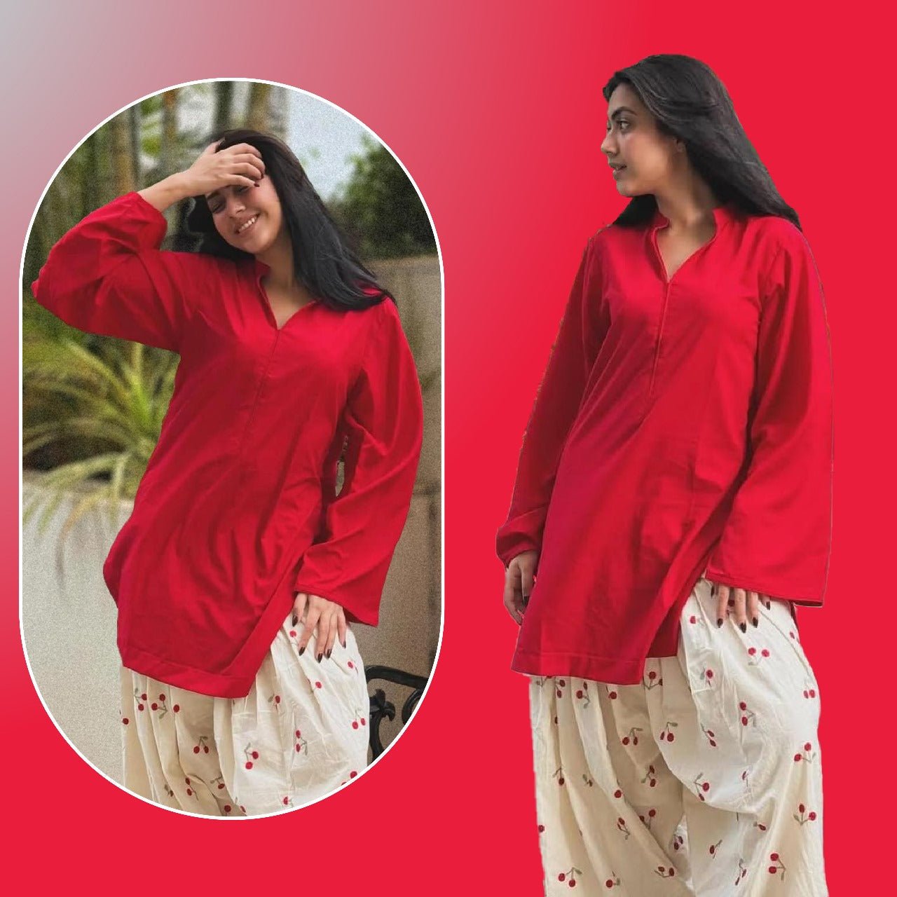 Red cherry embroided 2 pc - Noor - e - Ujala