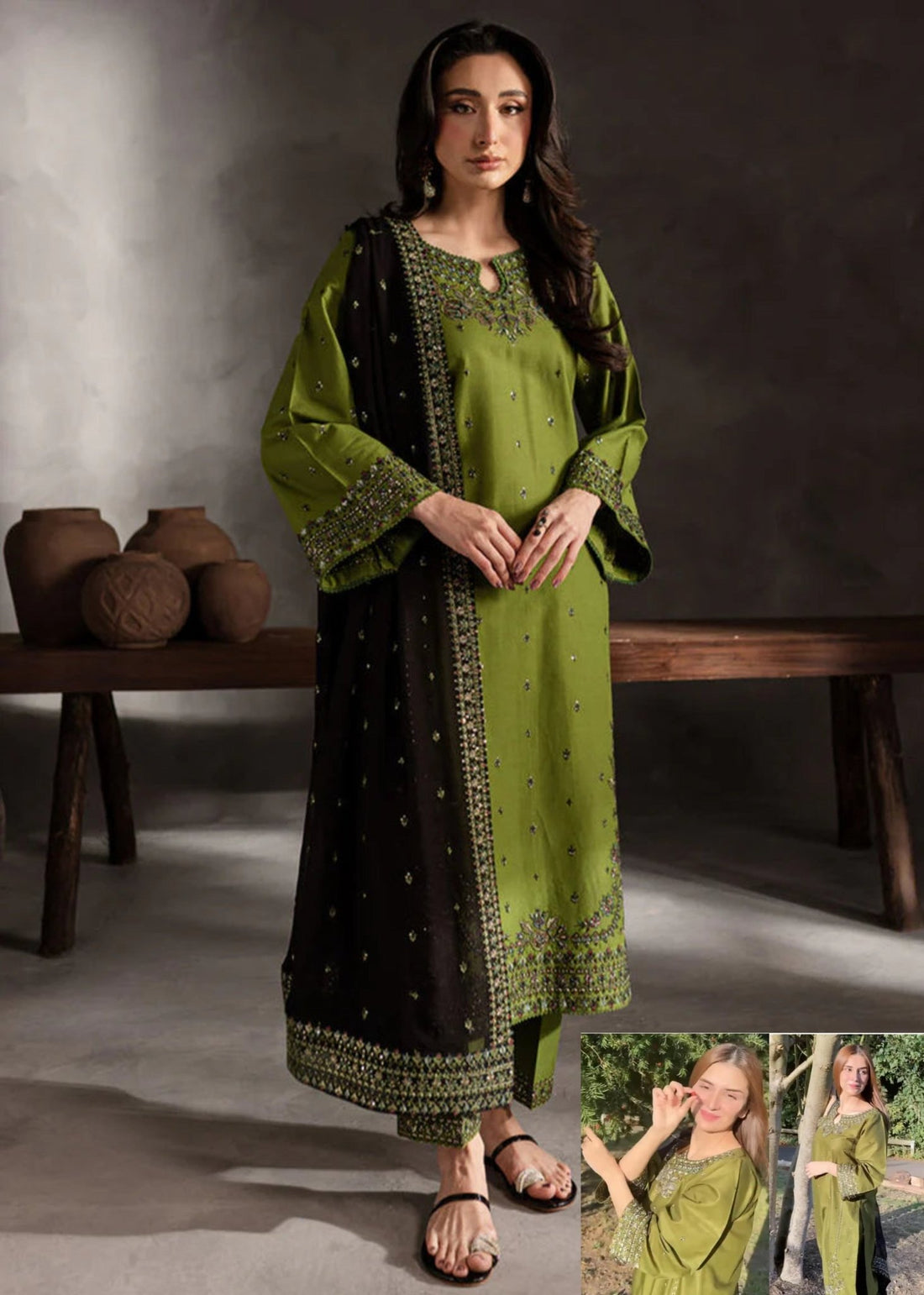 LINA EMBROIDED 3 PC - Noor - e - Ujala